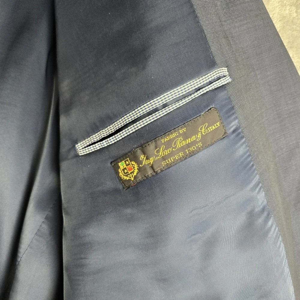 Vintage Joseph Abboud Loro Piana Blazer 48R Men Navy Blue Super 130s Wool Modern